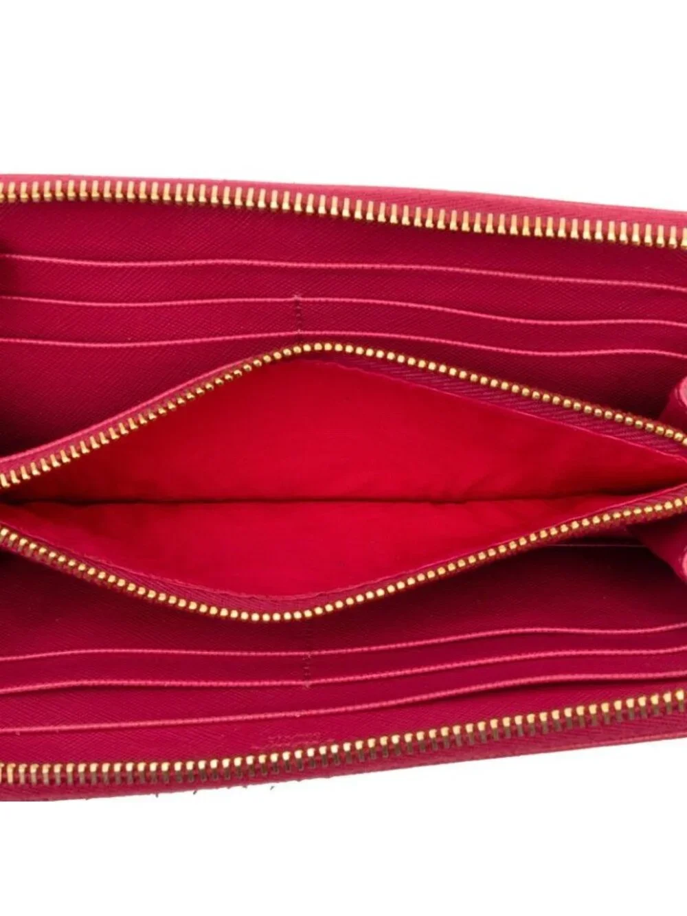 Prada Saffiano Zip Around Wallet Pink Leather